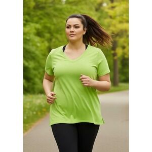 Calvin Klein Performance V-Neck Tee Neon Green Size 1X NWT